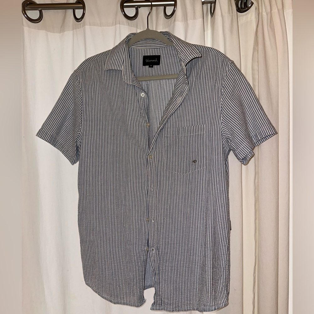 Blue and White Striped Button Down